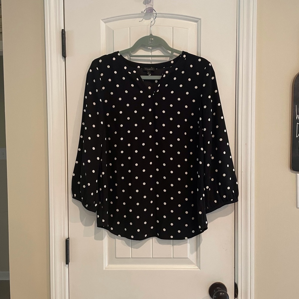 Black and White Polka Dot 3/4 Sleeve Size:Sm